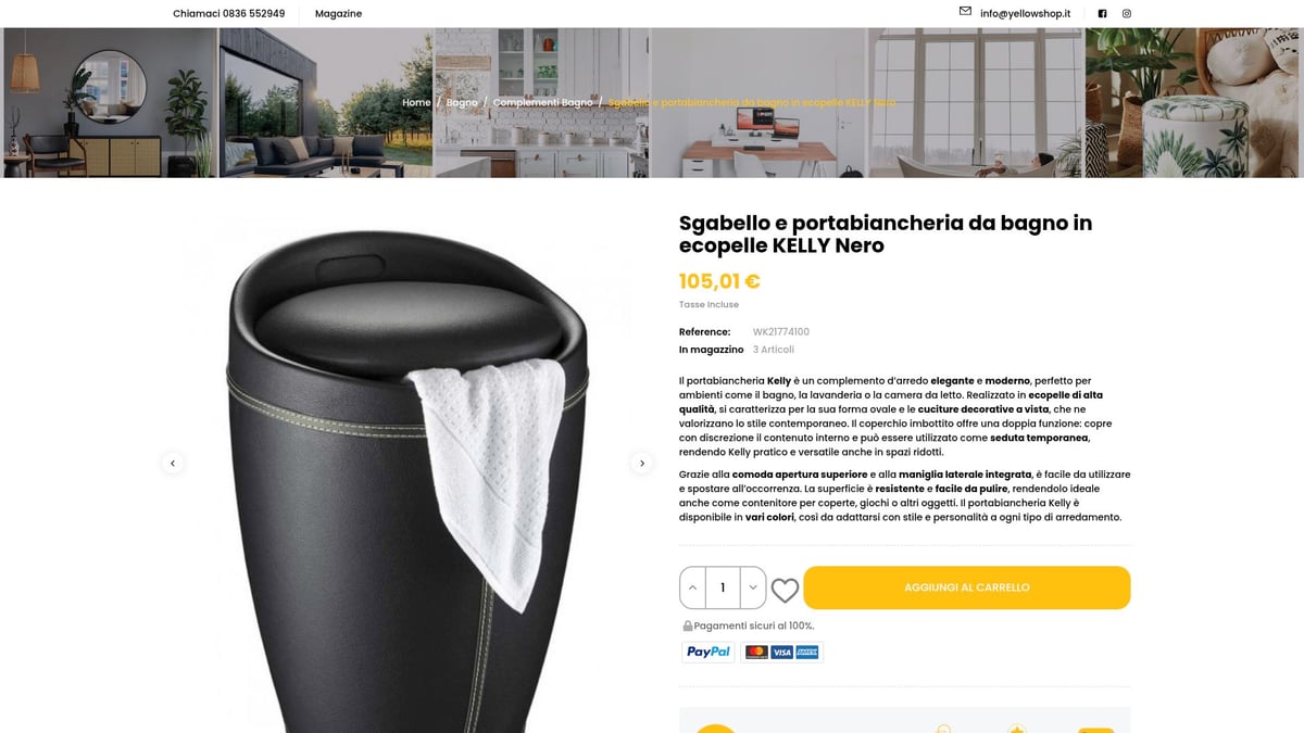 7 Complementi Bagno Must-Have Per Un Ambiente Moderno 2026 - Portabiancheria in ecopelle KELLY