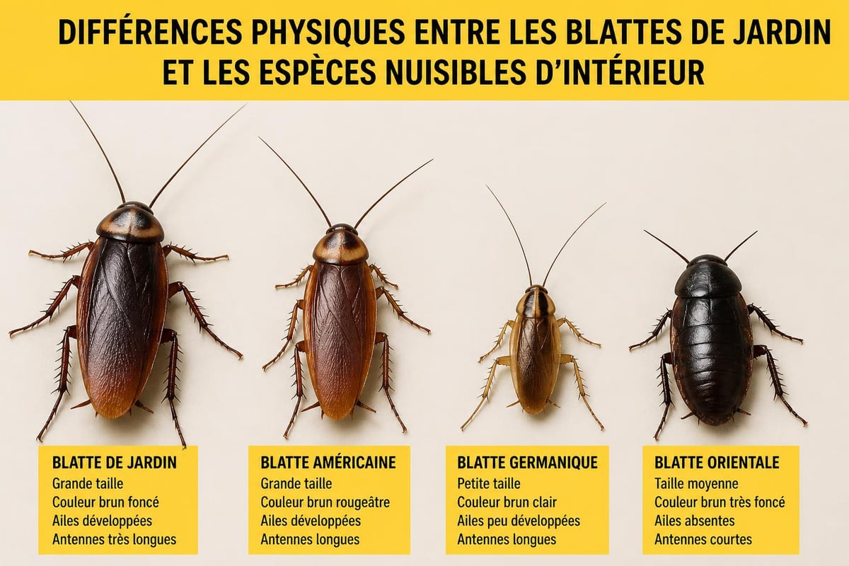 Comparaison caractéristiques cafards extérieurs et domestiques