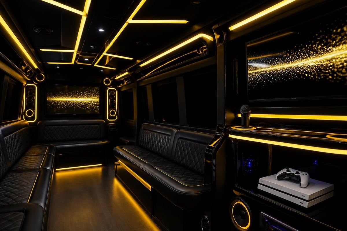 Modern party bus entertainment features