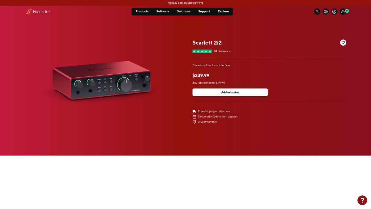 7 Essential Basic Podcast Equipment Picks for 2026 Beginners - 2. Focusrite Scarlett 2i2 Audio Interface (3rd Gen)