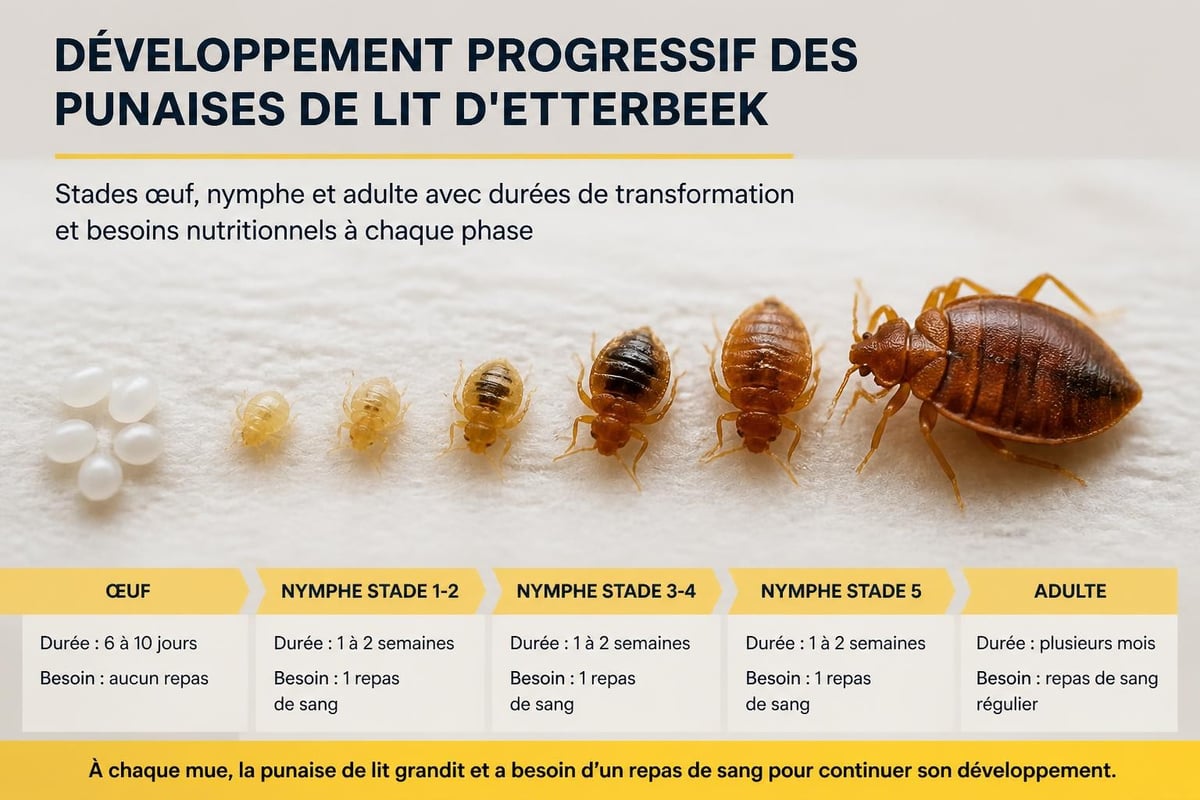 Cycle de vie complet des punaises de lit
