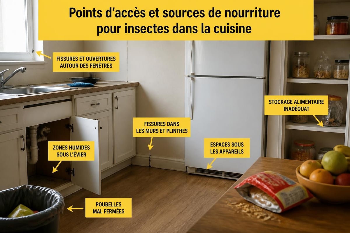 Sources d'infestation dans une cuisine