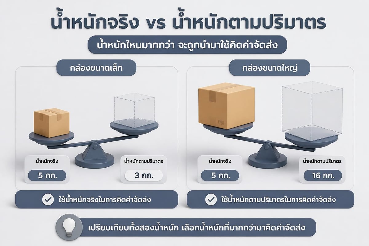 Volume weight calculation for international shipping
