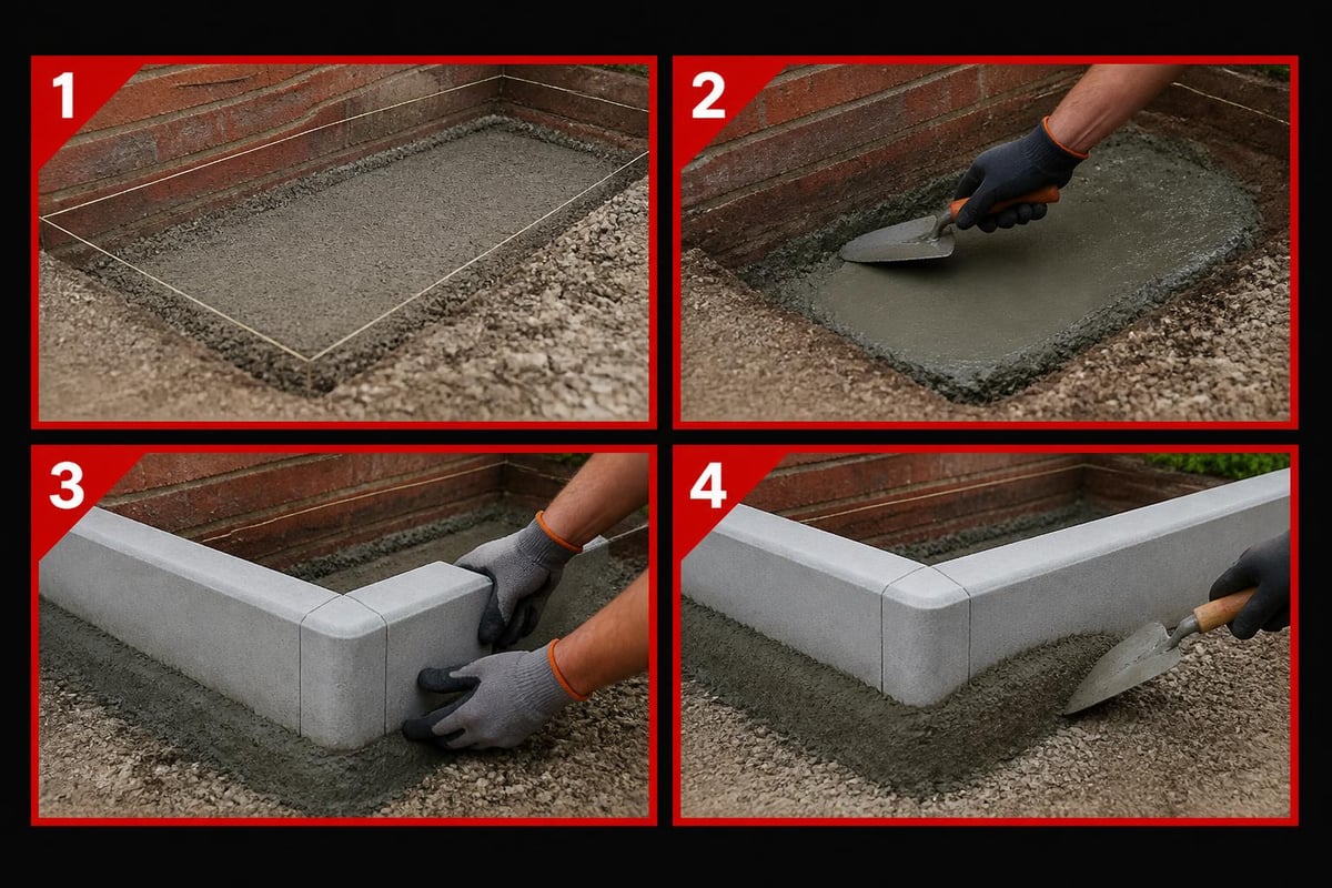 Corner kerb installation process