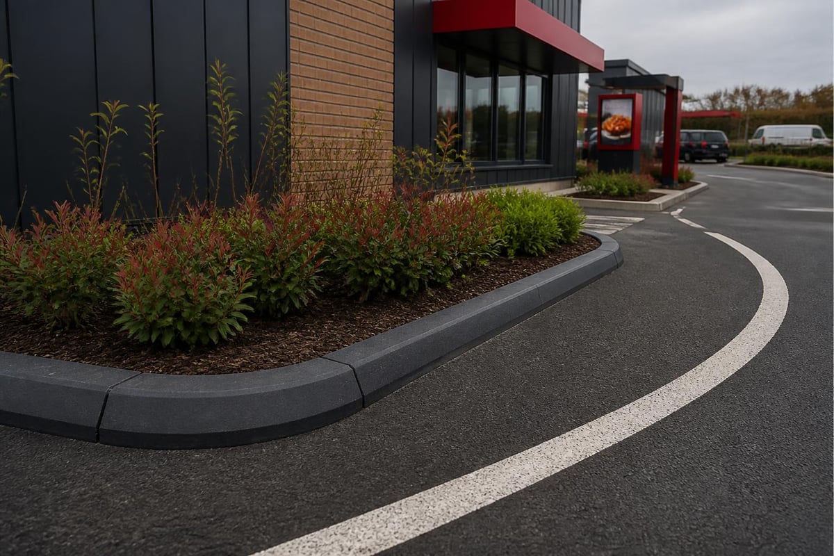Commercial corner kerb applications