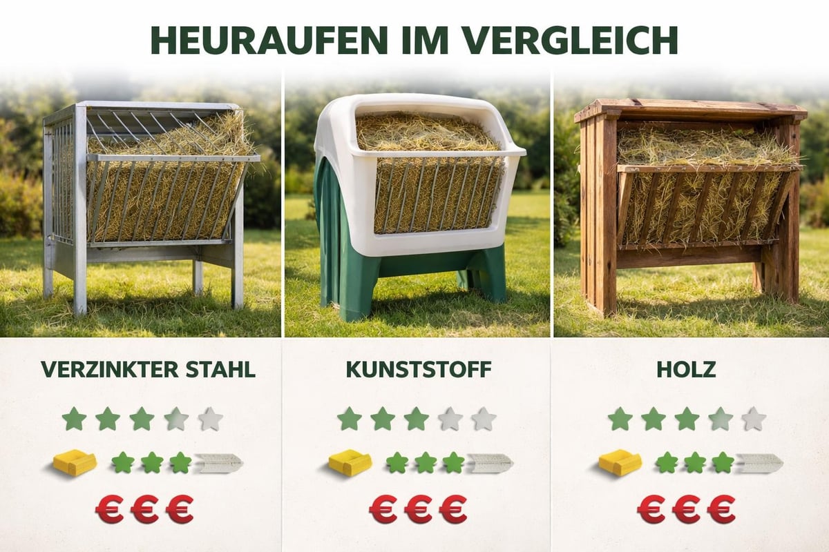 Materialvergleich für Heuraufen