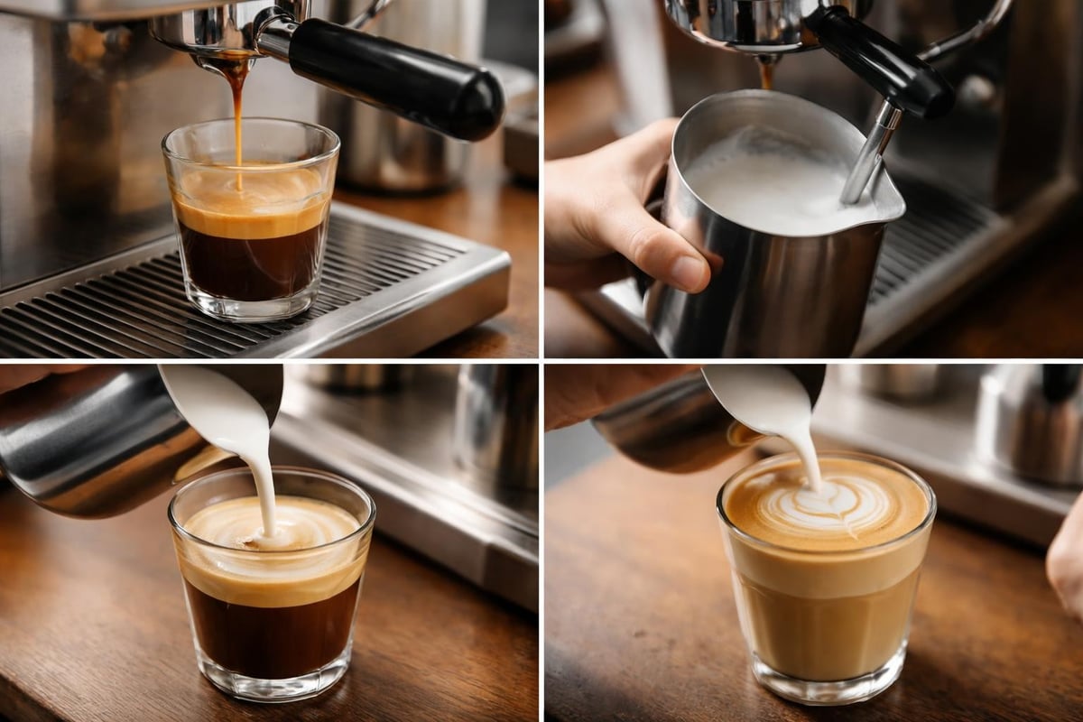 Préparation du cafe latte