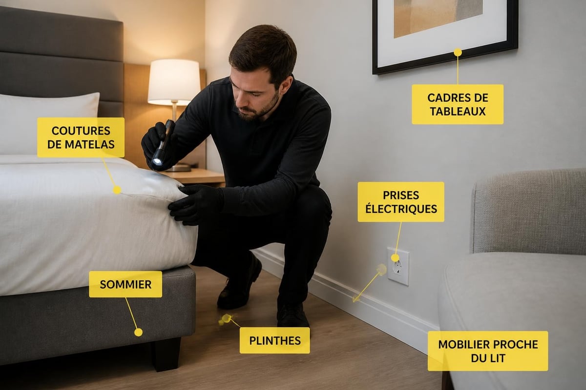 Zones d'inspection pour punaises de lit