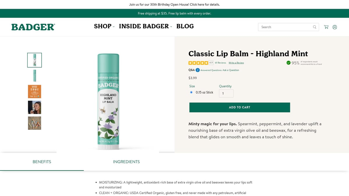7 Natural Lip Balm Favorites to Try in 2025 - Badger Classic Lip Balm – Highland Mint