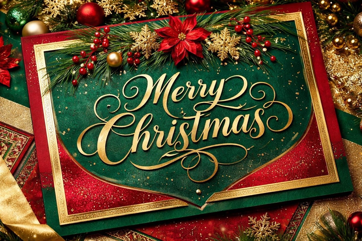 Christmas card design layering