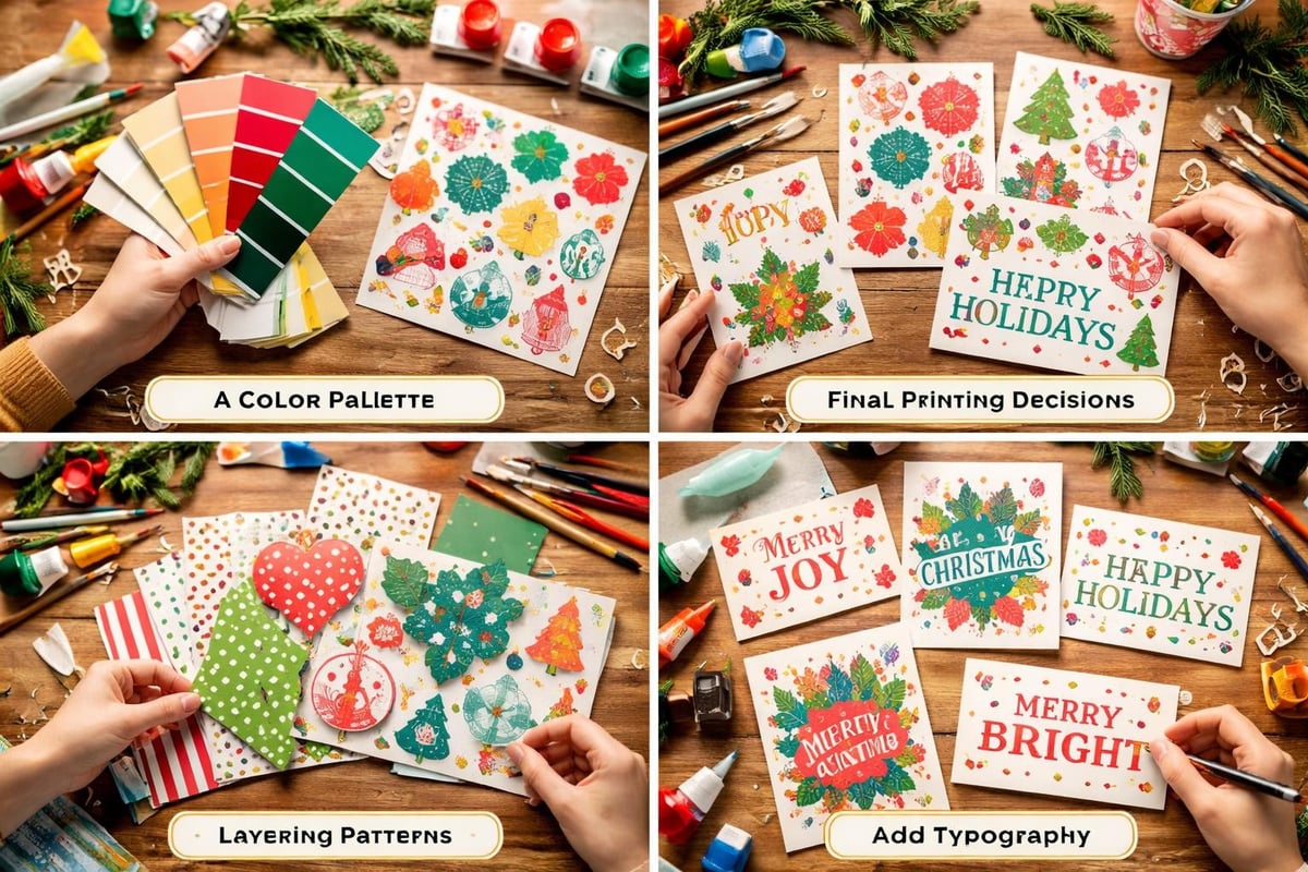 DIY Christmas card creation process