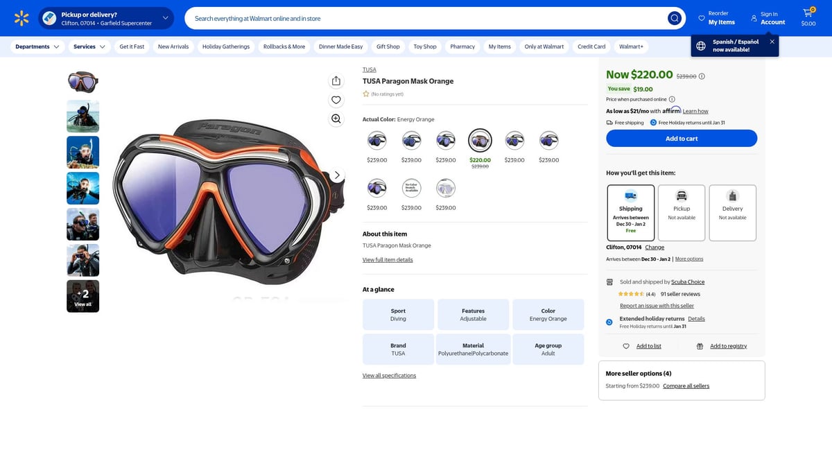 Top 7 Tusa Snorkel Mask Picks for 2026 Adventures - TUSA Paragon Mask Orange