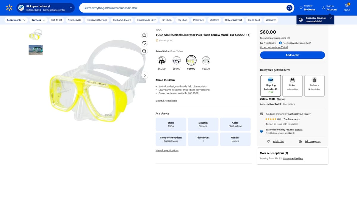 Top 7 Tusa Snorkel Mask Picks for 2026 Adventures - TUSA Adult Unisex Liberator Plus Flash Yellow Mask (TM-5700Q-FY)