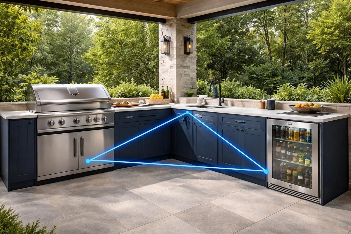 Outdoor kitchen workflow triangle