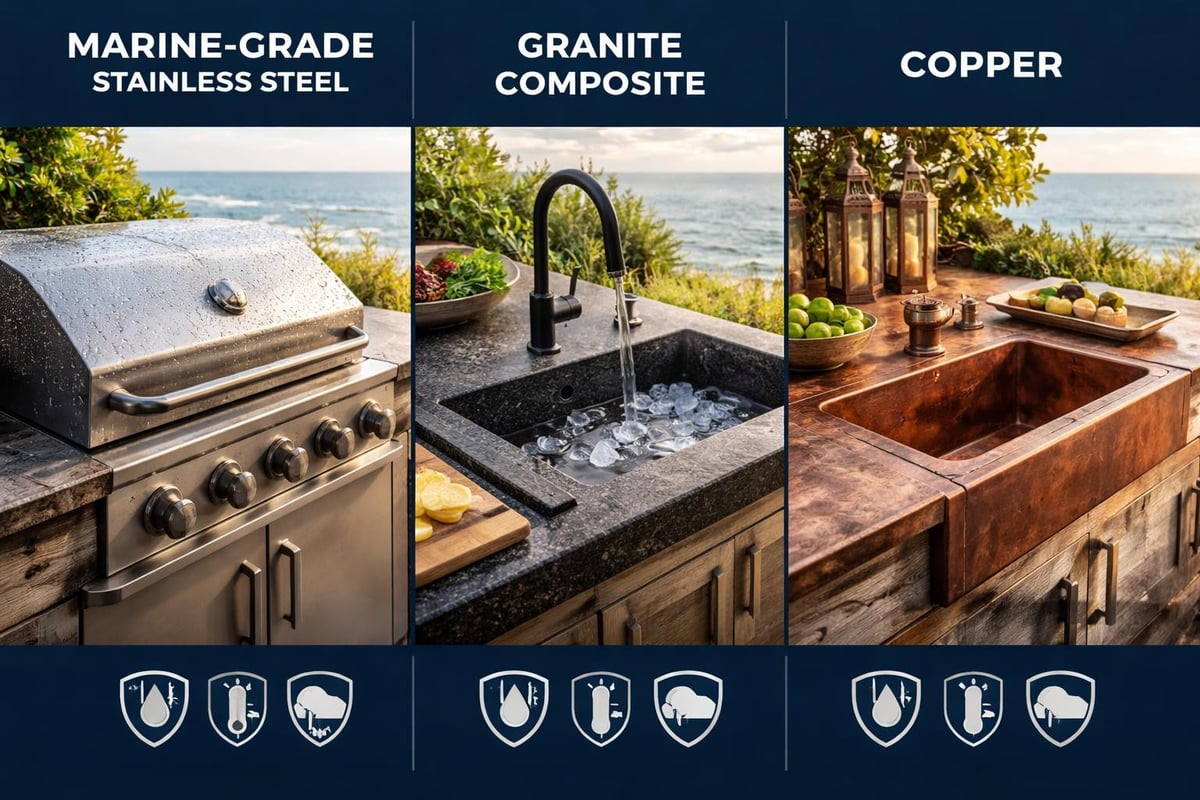 Material comparison for outdoor kitchens