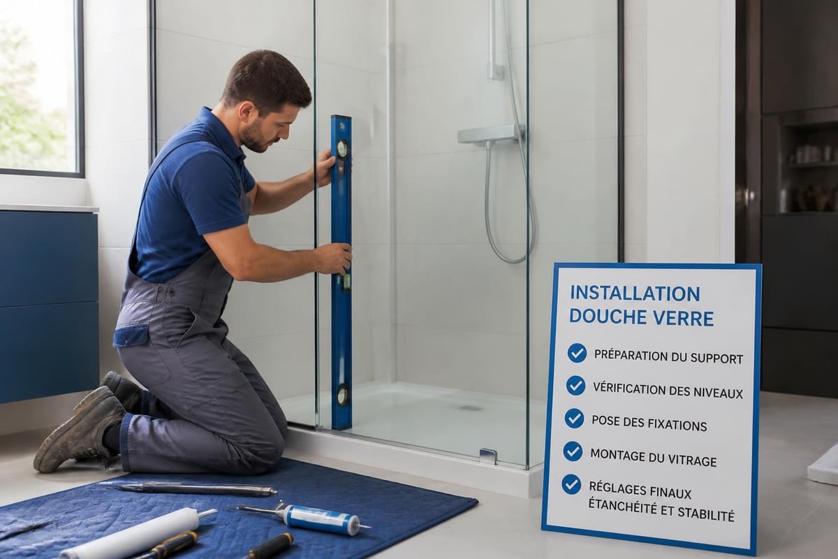 Installation douche verre