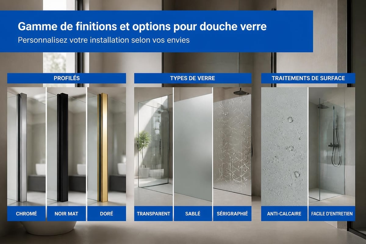 Finitions douche verre