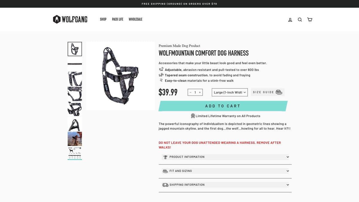 7 Top Dog Comfort Harness Picks for Happy Walks in 2026 - Wolfgang Man & Beast WolfMtn Comfort Dog Harness