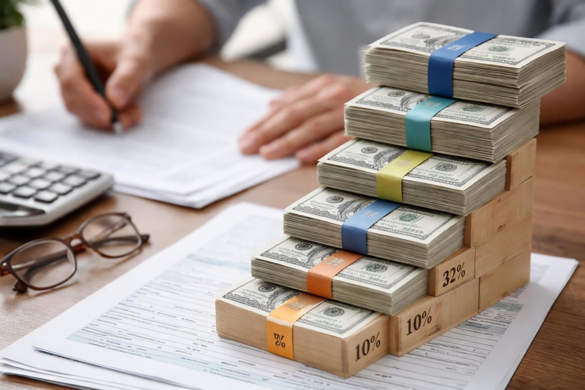 Progressive tax brackets diagram