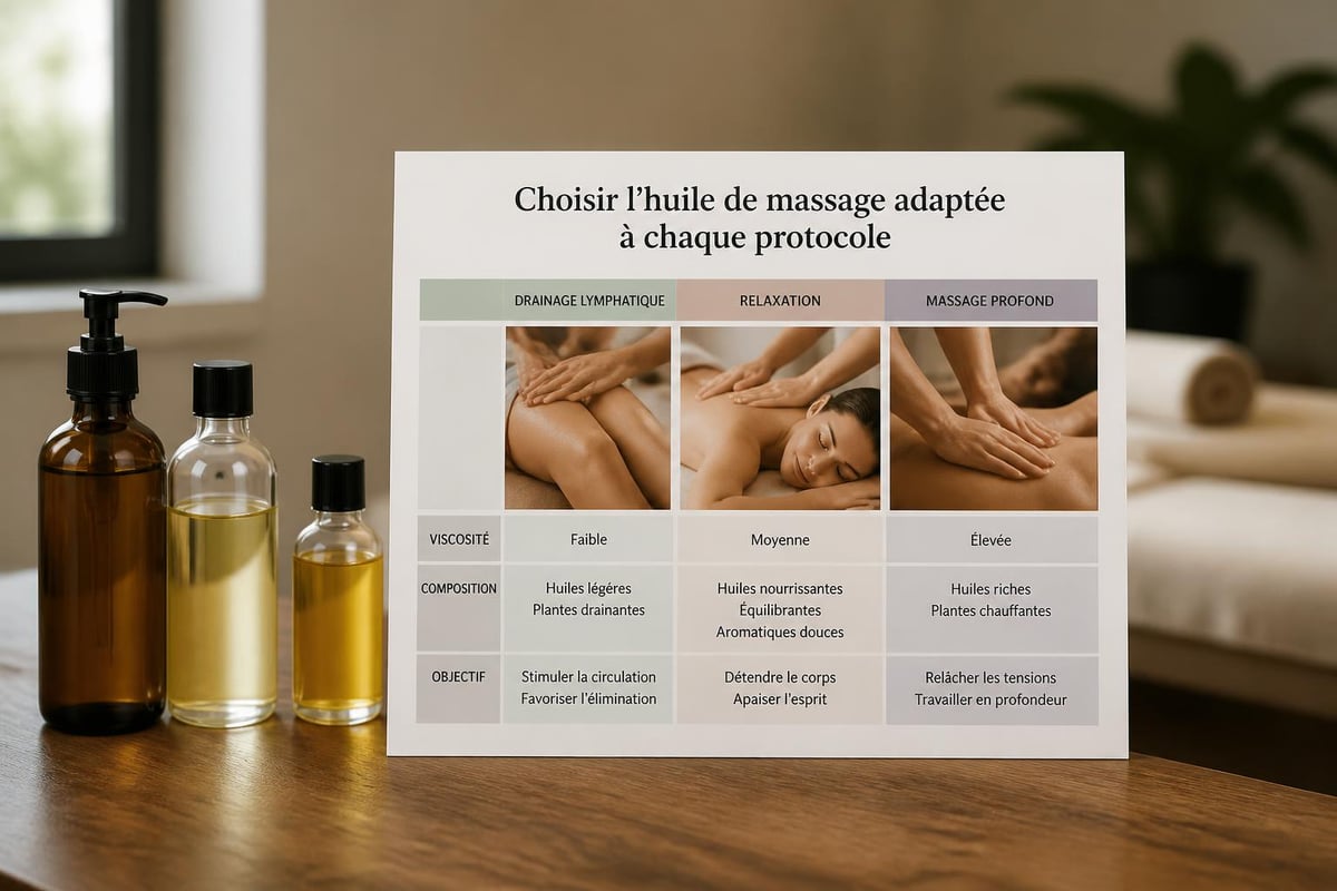 Massage oil selection by treatment type