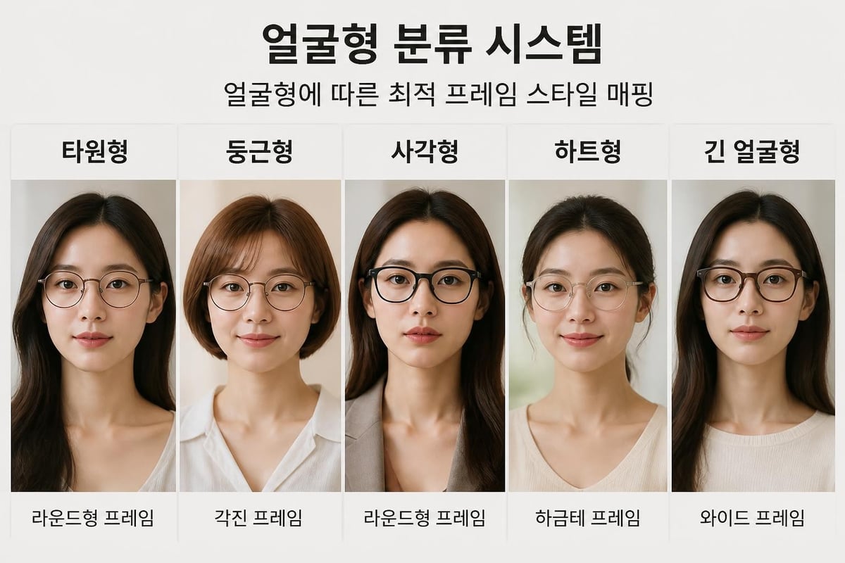 얼굴형별 안경 테 매칭