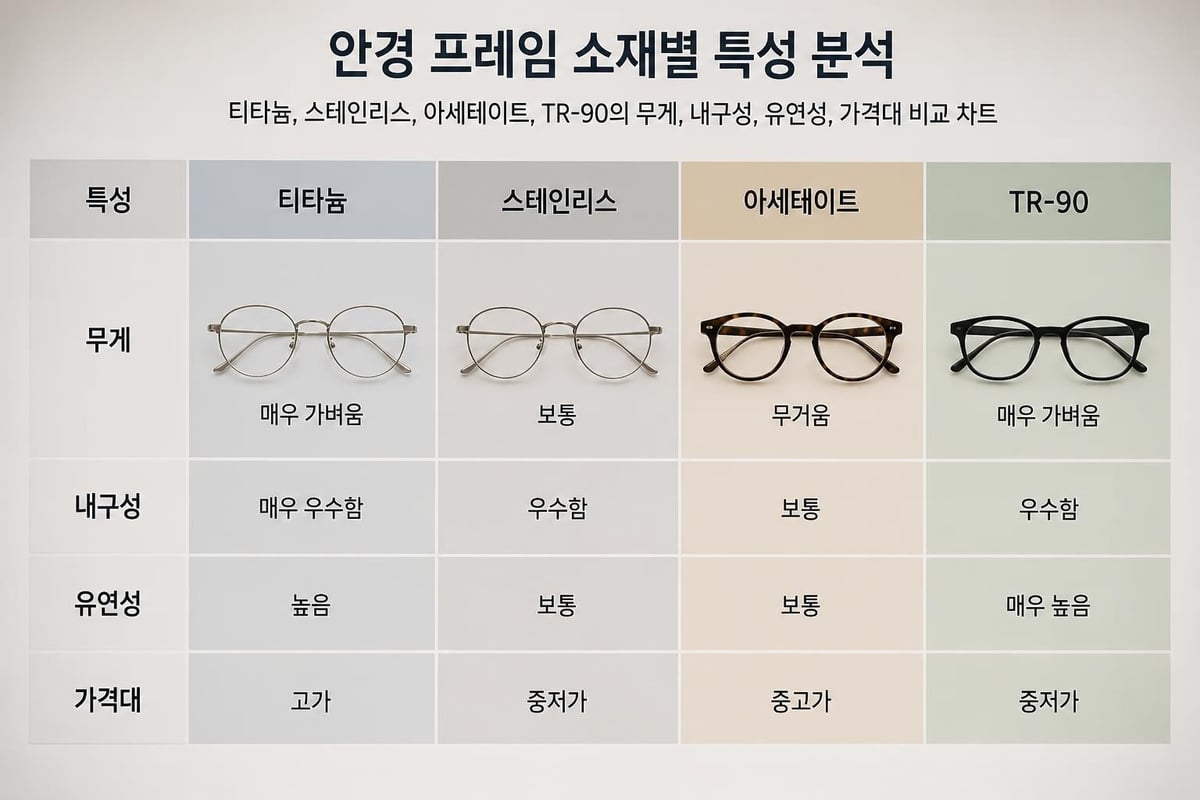 안경 테 소재 비교