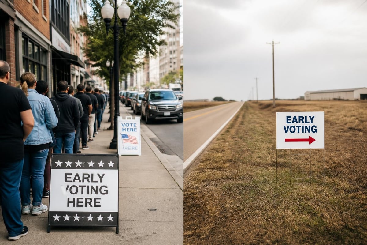 Urban versus rural early voting access comparison