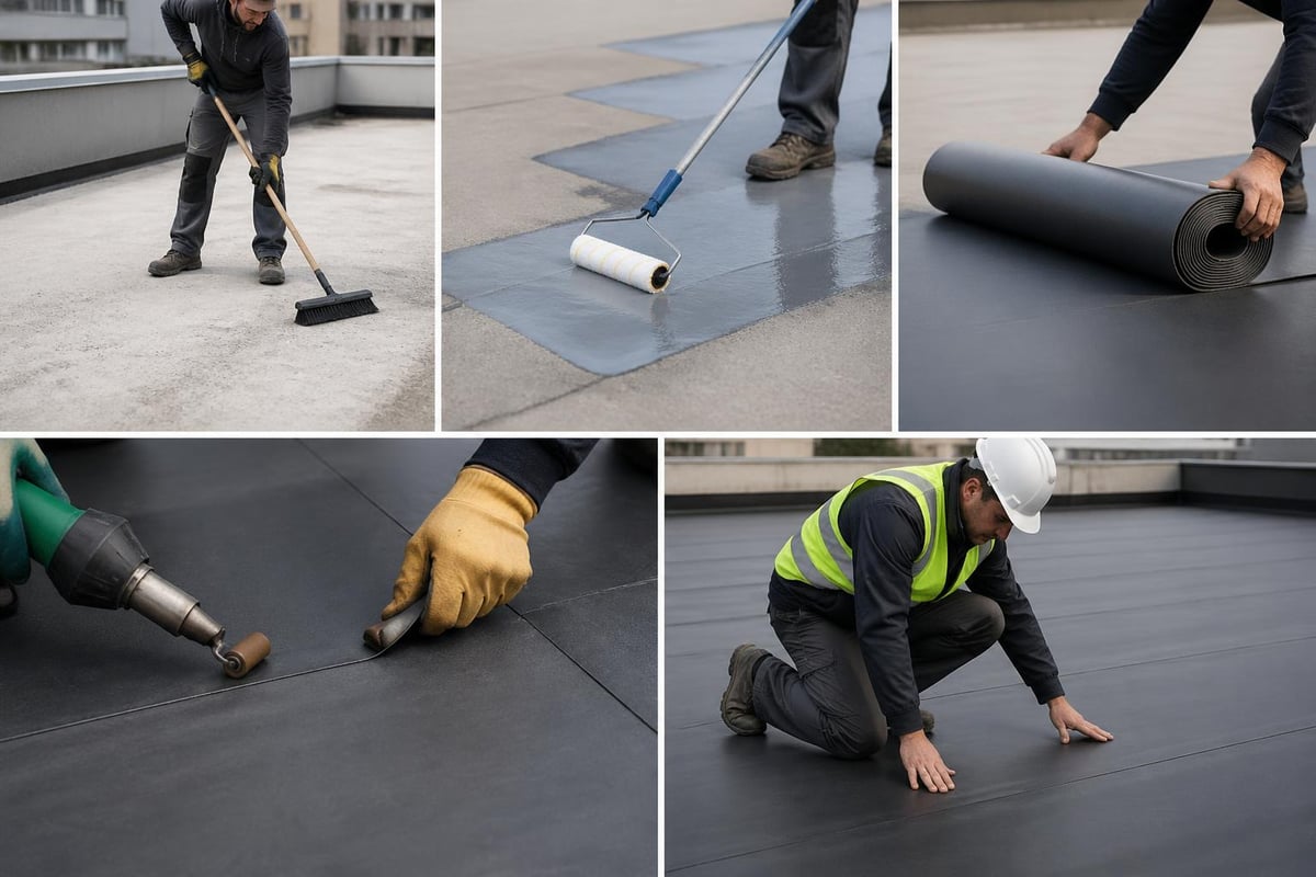 Flat roof waterproofing installation steps
