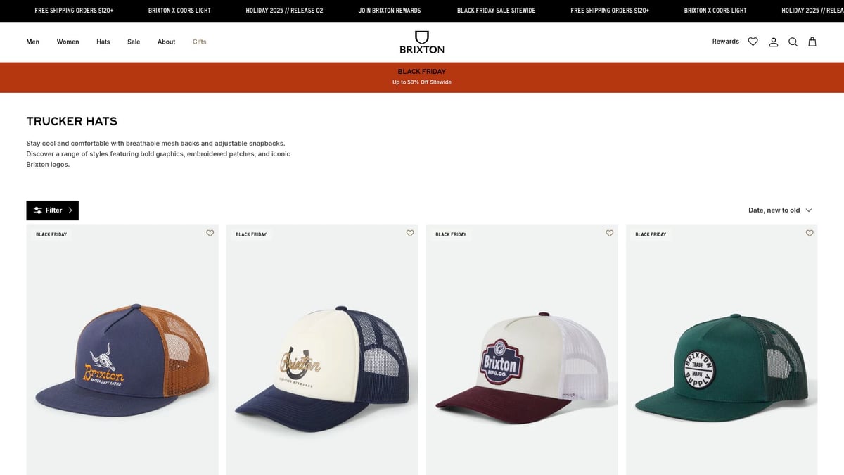 7 Cool Hats Trucker Hats to Elevate Your Style in 2025 - Brixton Palmer Mesh Cap