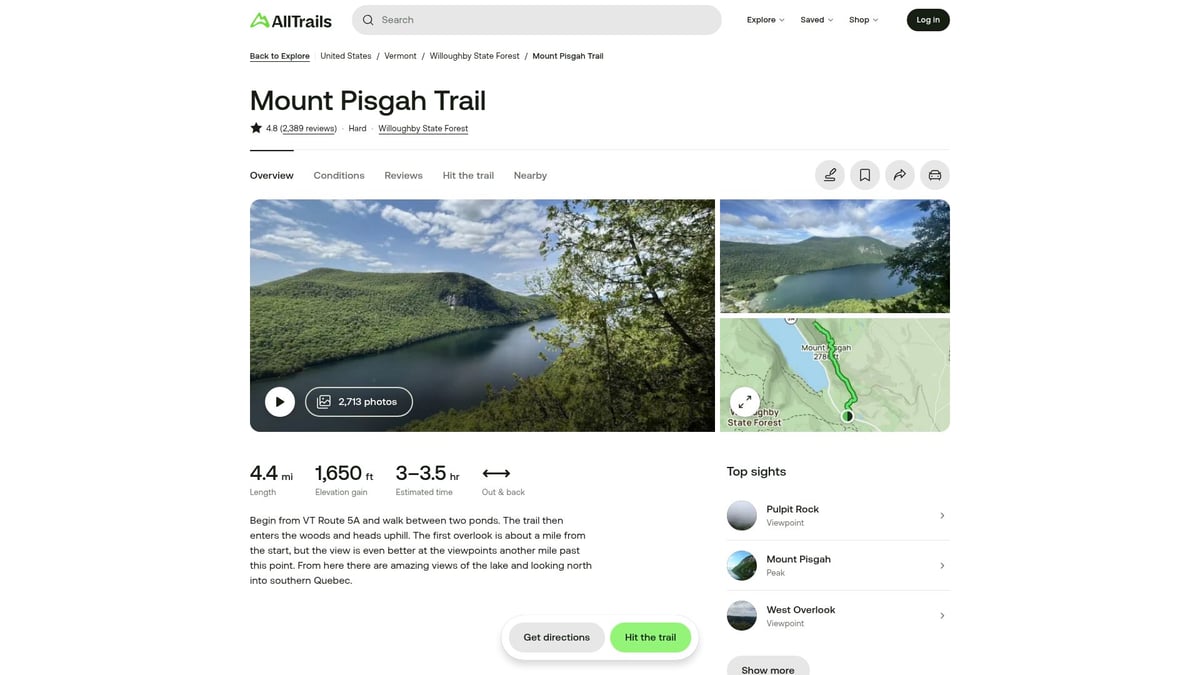 10 Best Hikes in Vermont for Scenic Adventures 2025 - Mount Pisgah – Lake Willoughby, Orleans