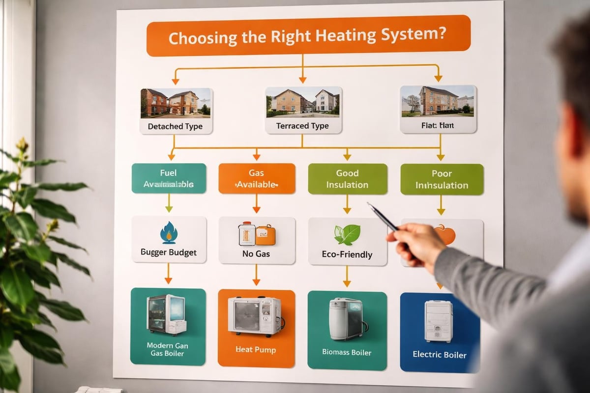 Heating system selection flowchart