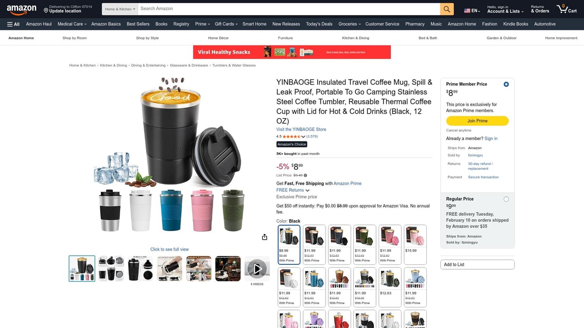 7 Best Travel Coffee Essentials for 2026: Sip Anywhere - YINBAOGE Insulated Travel Coffee Mug, Spill & Leak Proof