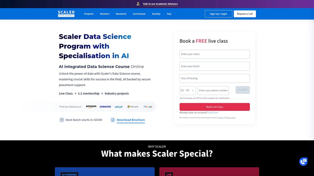 7 Essential AI ML Course With Placement Options for 2025 - Scaler: Scaler Academy Data Science & ML Program