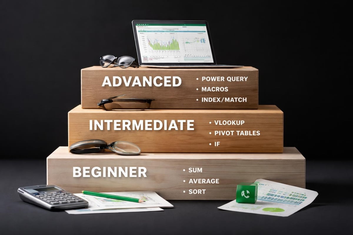 Excel skill progression levels