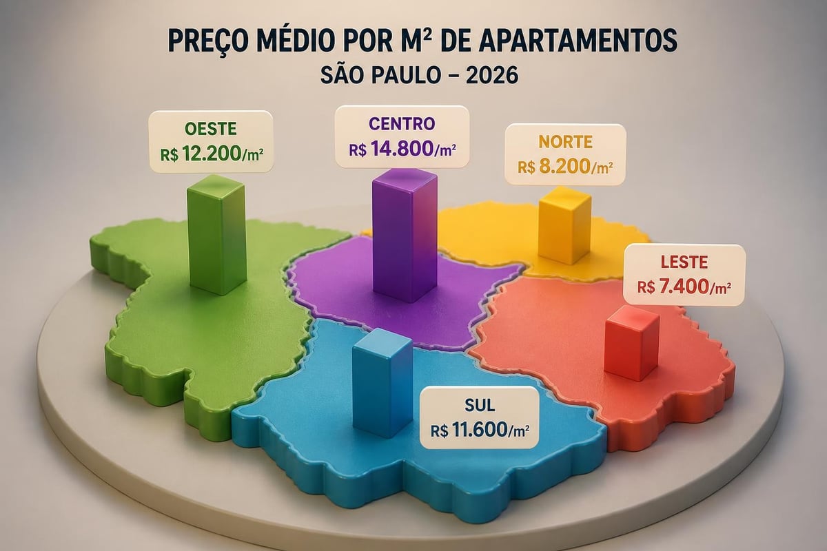 Mapa de preços de apartamentos em São Paulo