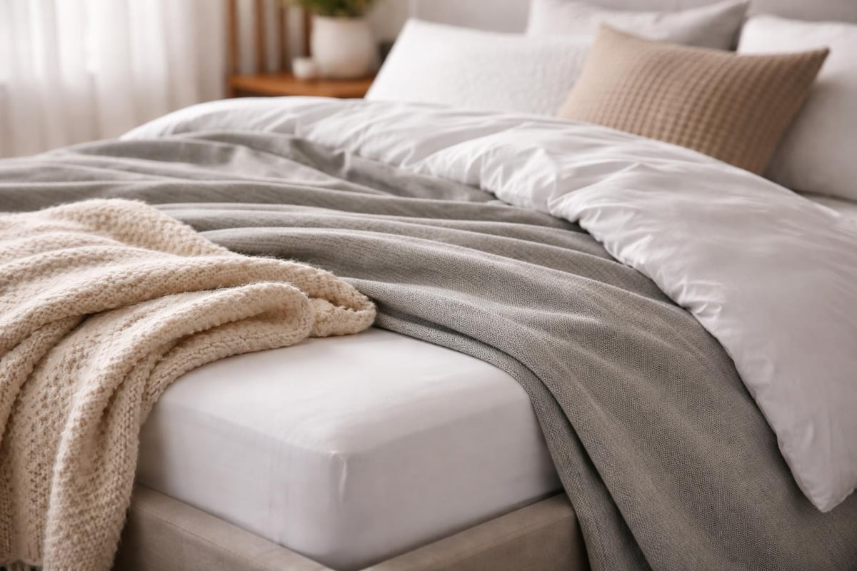 Layering bed coverings for comfort