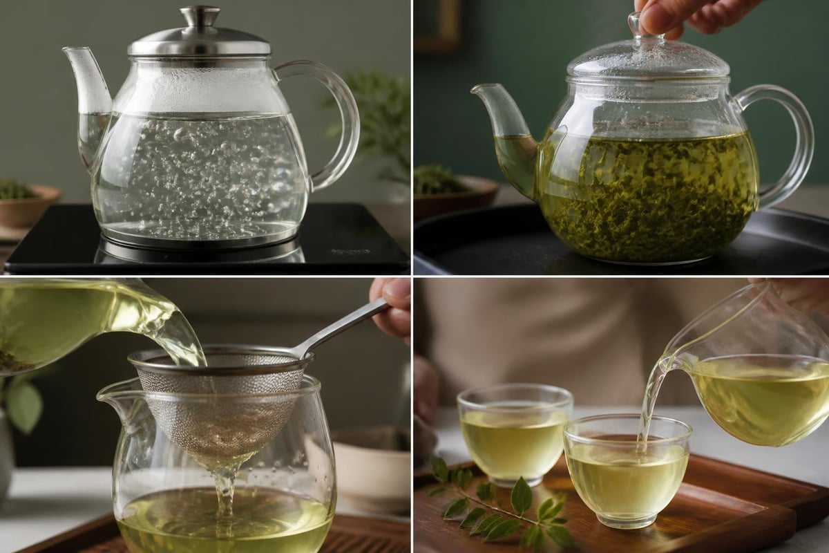 Préparation tisane verte