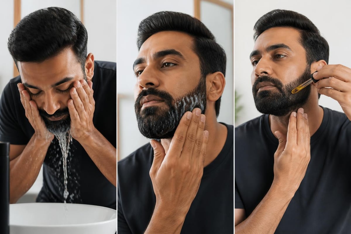 Beard grooming routine steps