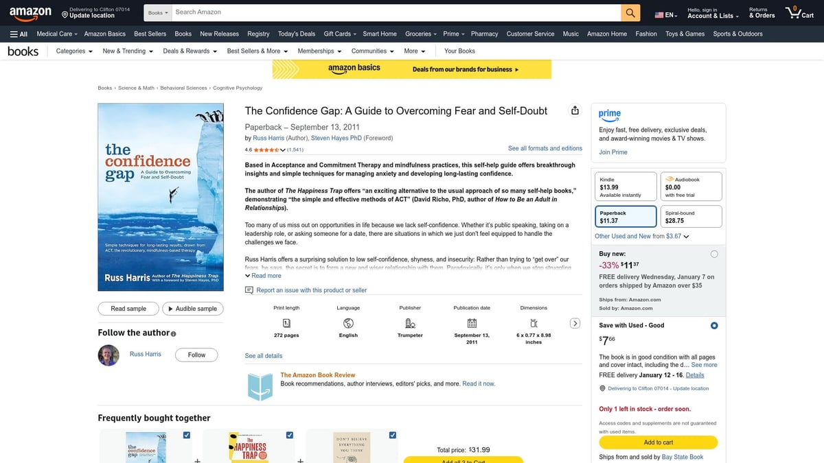 Top 7 Self Confidence Books to Boost Your Mindset in 2026 - The Confidence Gap by Russ Harris