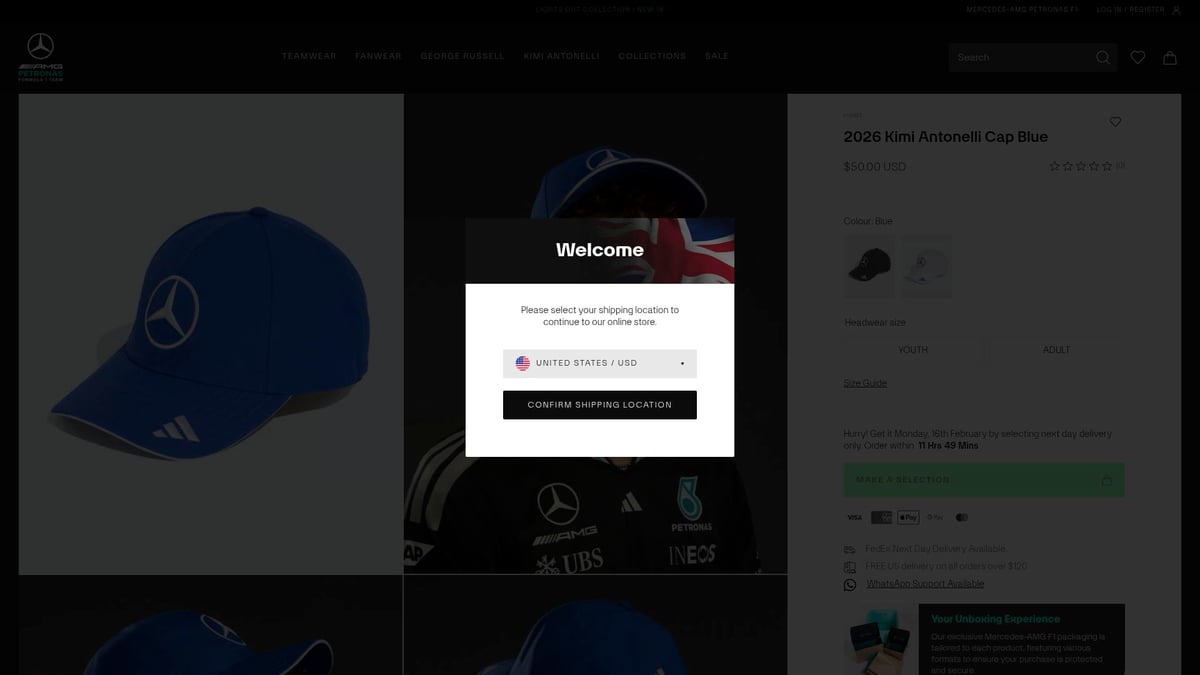 Top 10 Mercedes F1 Gifts Every Fan Will Love in 2026 - 2026 Kimi Antonelli Cap Blue