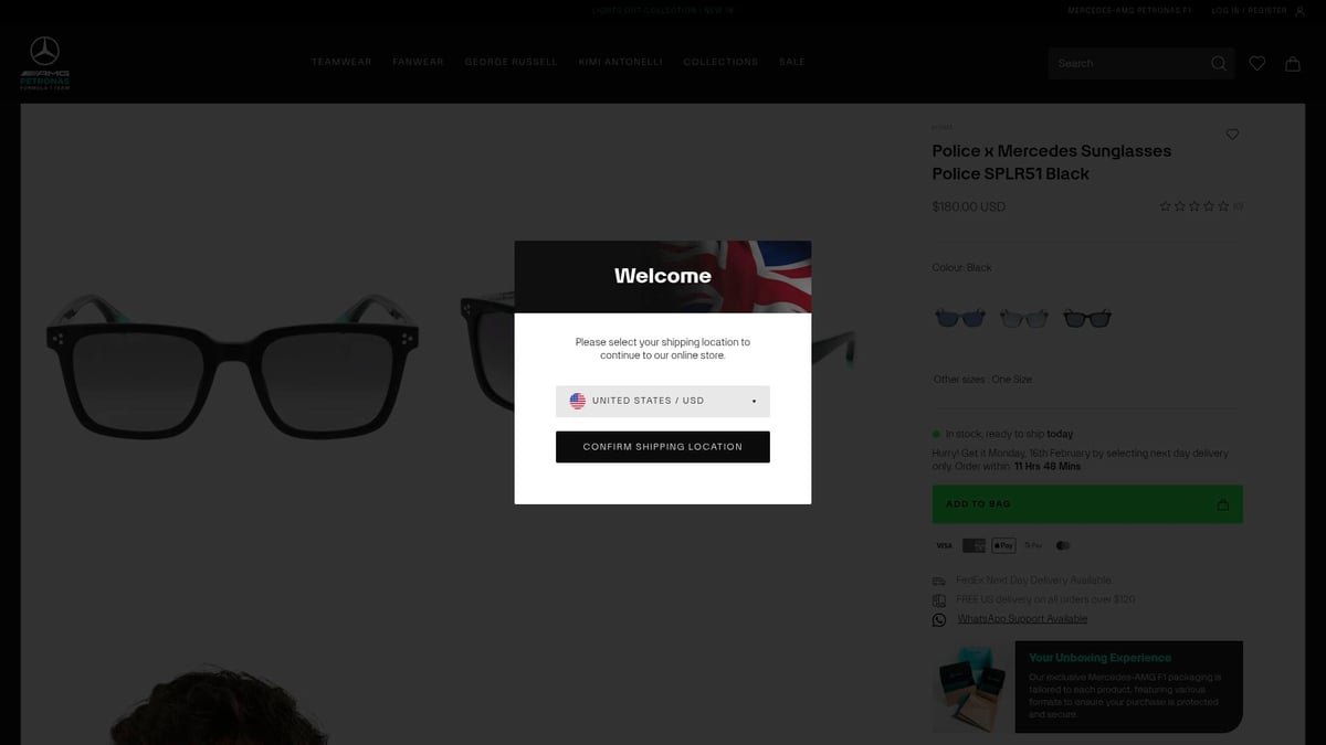 Top 10 Mercedes F1 Gifts Every Fan Will Love in 2026 - Police x Mercedes Sunglasses Police SPLR51 Black