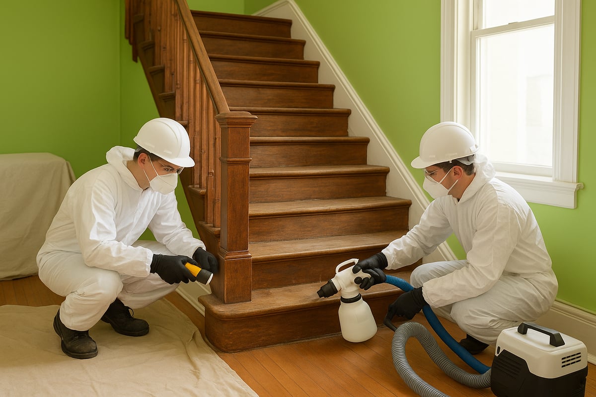 Préparation avant le sablage d’un escalier à Repentigny