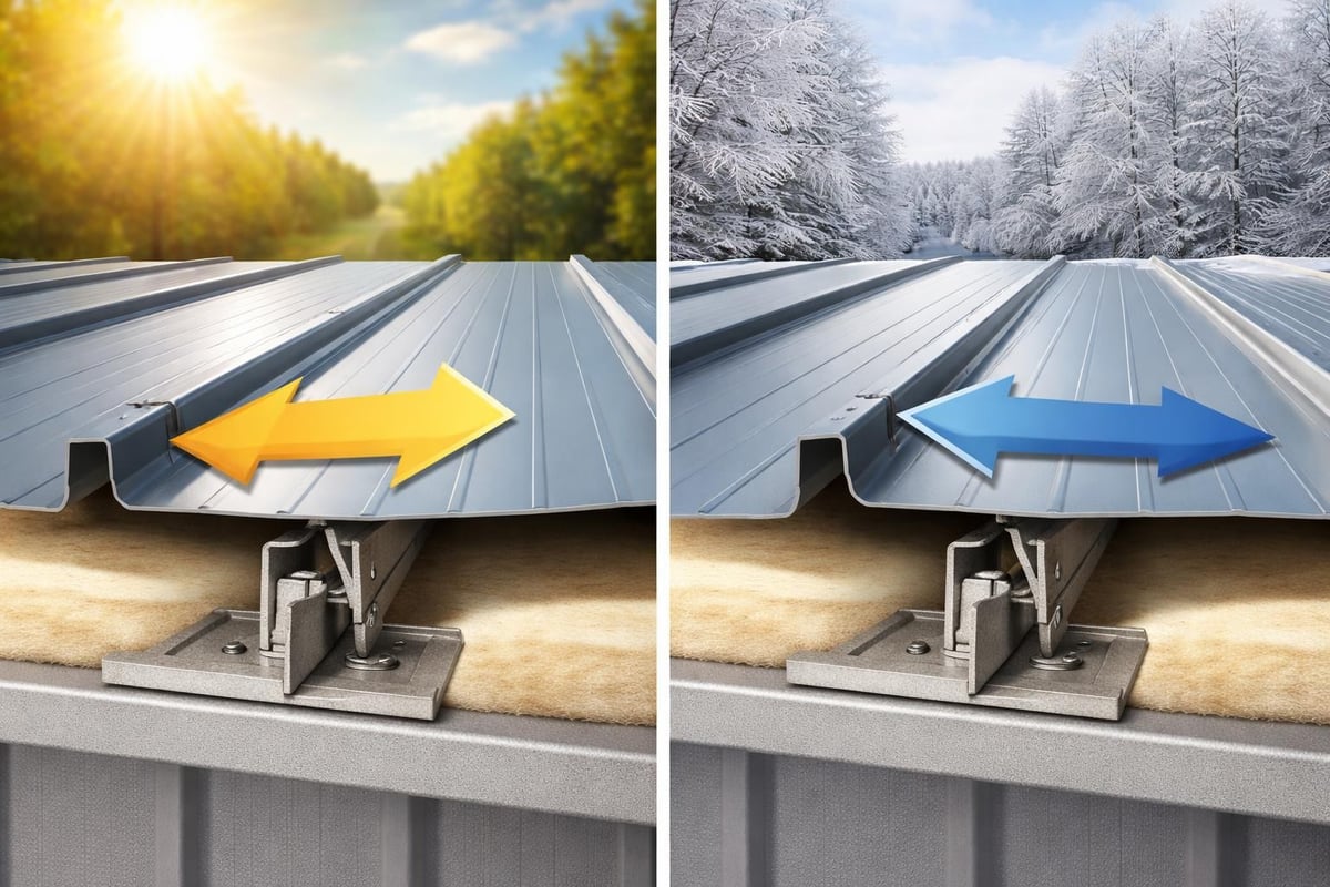 Thermal movement in metal roofing