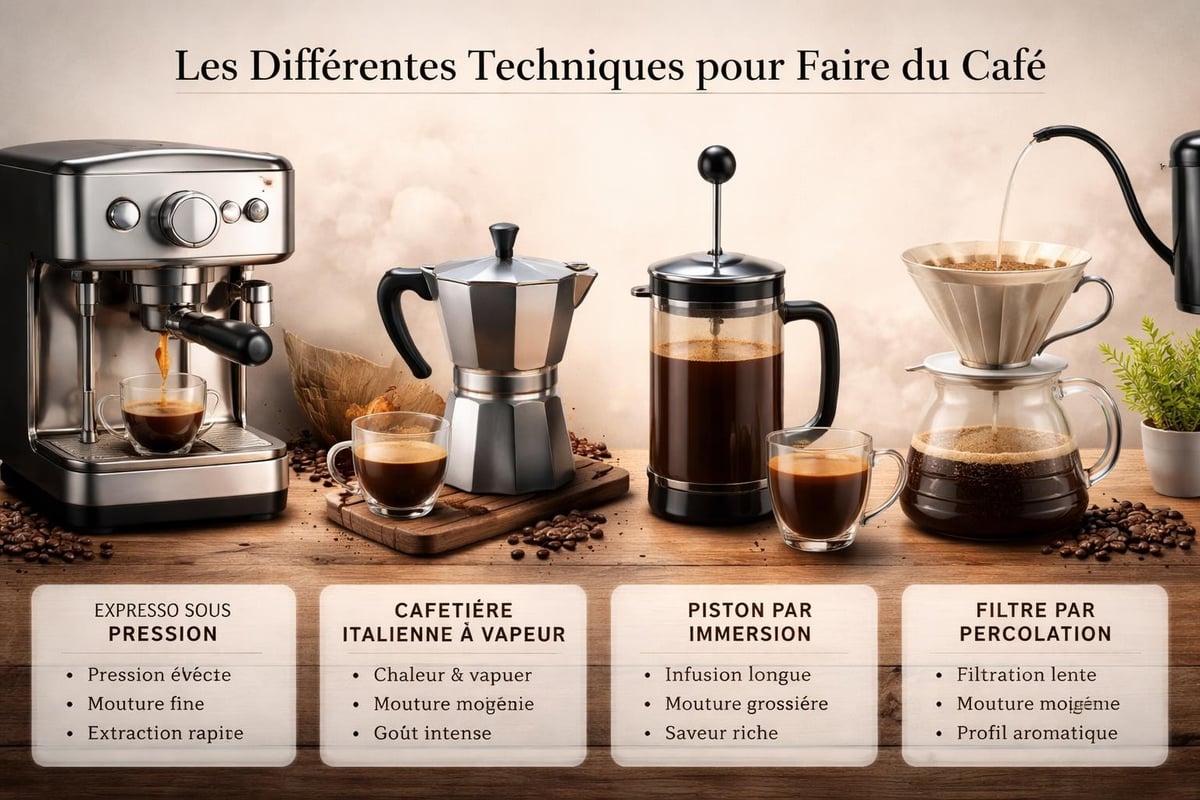 Comparaison des méthodes d'extraction du café