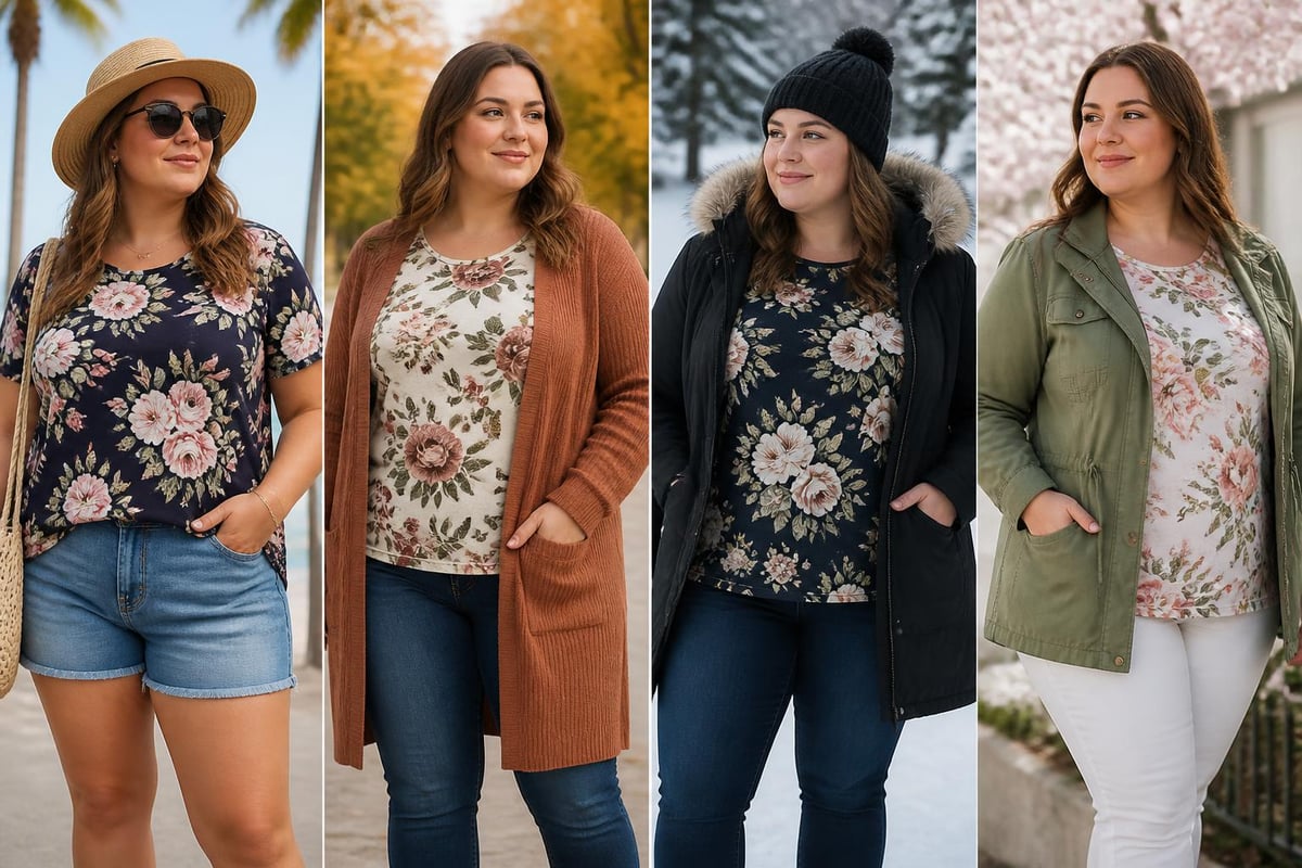 Seasonal plus size printed t shirt styling