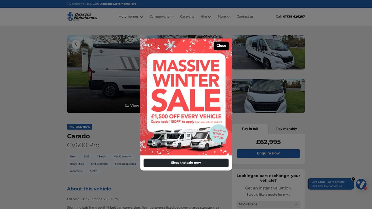 7 Best 4 Berth Campervan Picks For UK Adventures 2026 - Carado CV600 Pro (2023 Used)