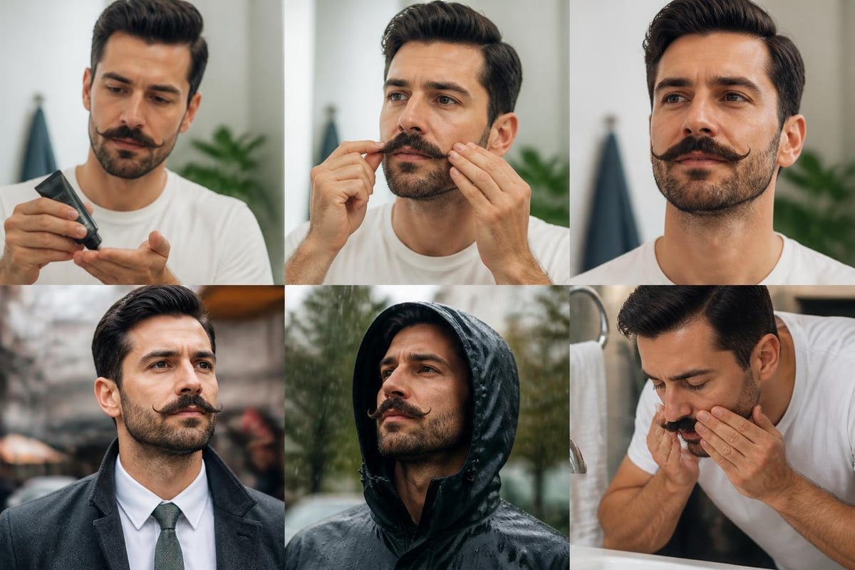 Mustache care throughout day