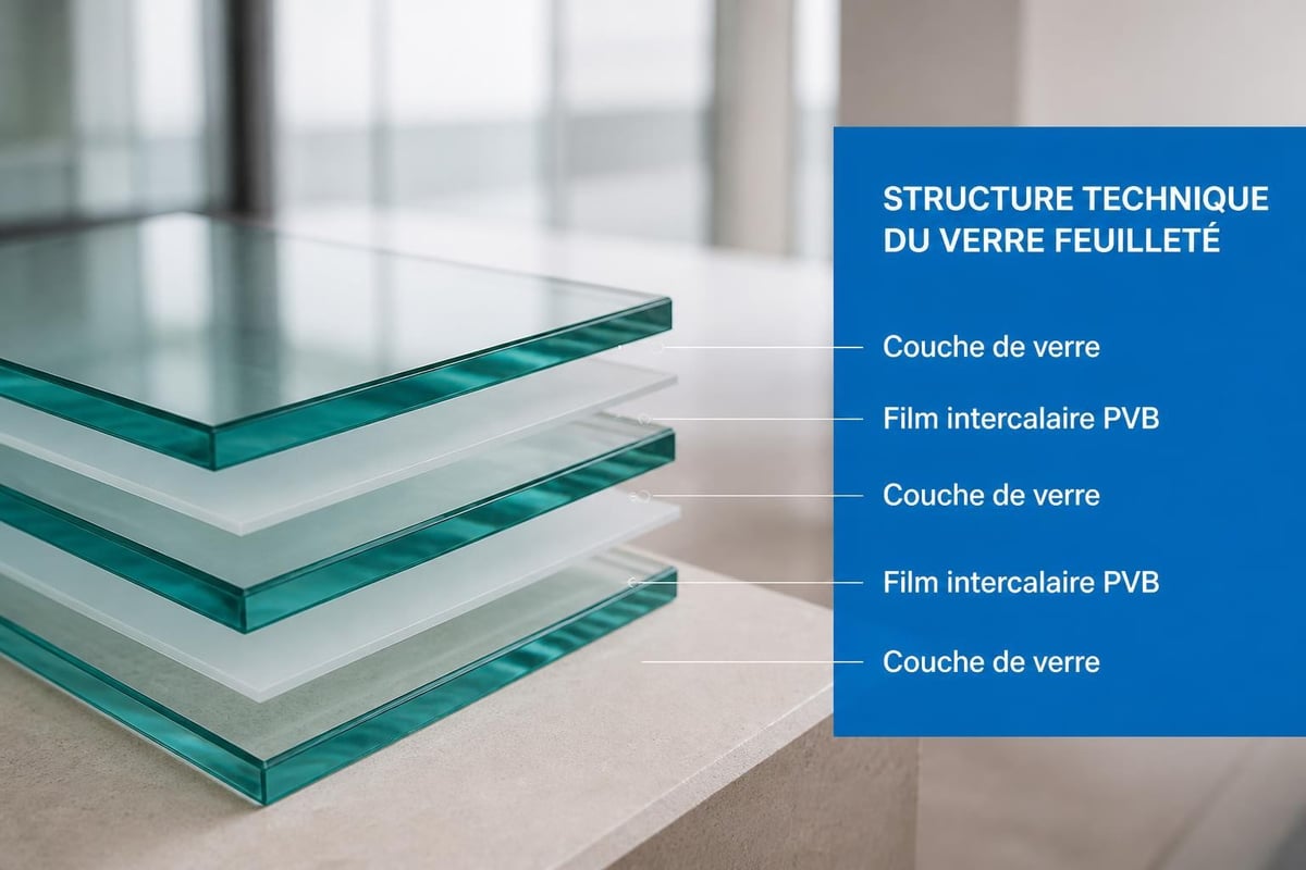 Composition en couches du verre feuilleté