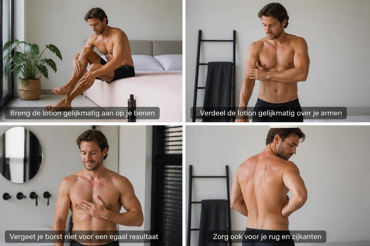Man applying self-tanner