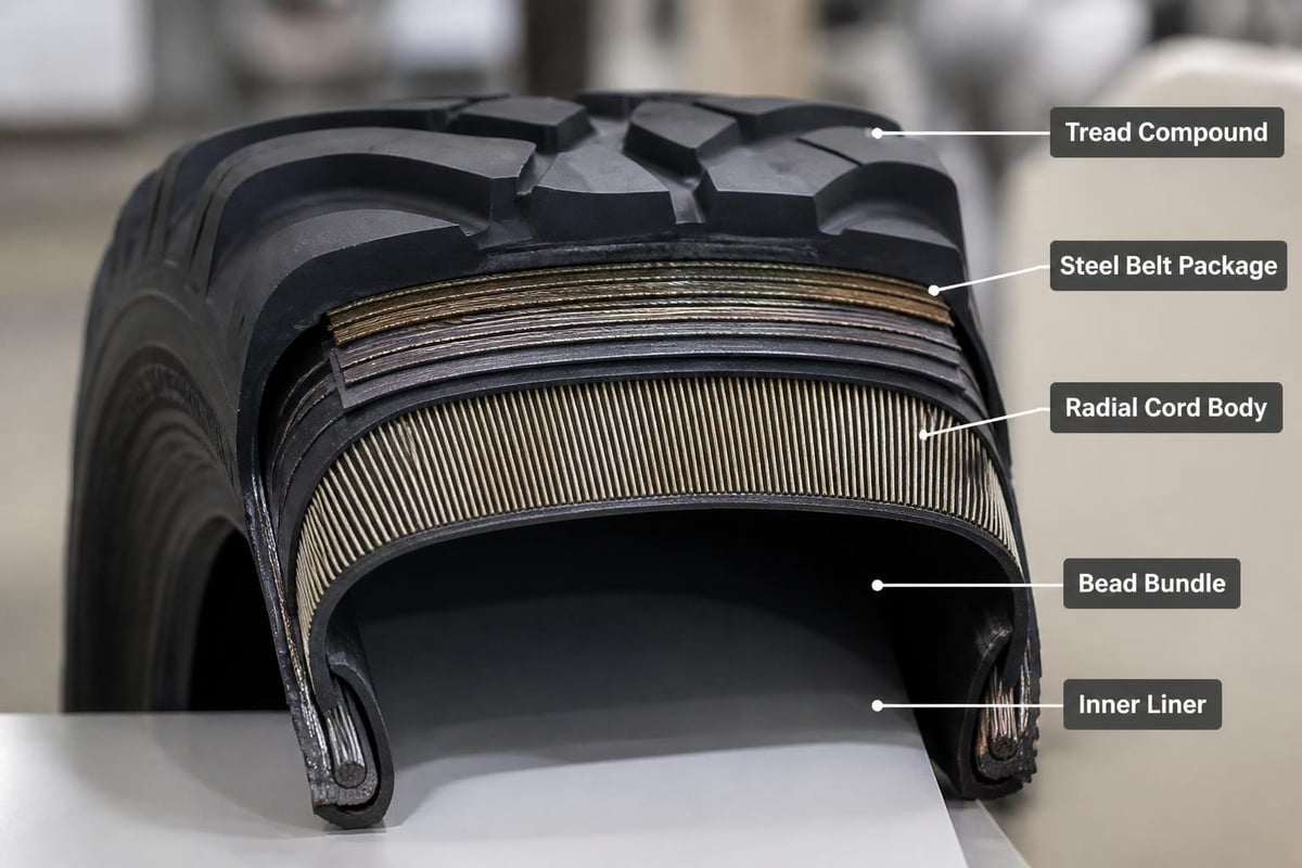 Tractor tire construction layers